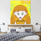 Grappige Merry Retro Geel Sinaasappel Geometrisch Canvas Afdruk (Insitu (Slaapkamer))