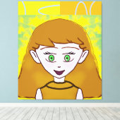 Grappige Merry Retro Geel Sinaasappel Geometrisch Canvas Afdruk (Insitu (Houten vloer))