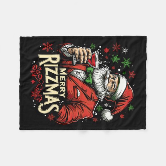Grappige Merry Rizzmas Kerstman Fleece Deken (Voorkant (Horizontaal))