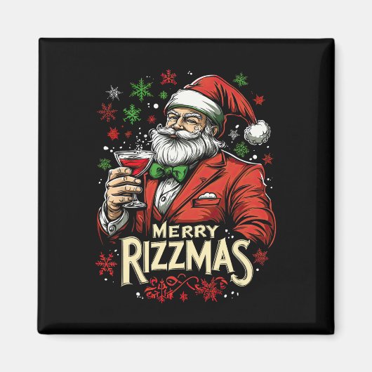 Grappige Merry Rizzmas Kerstman Magneet (Voorkant)