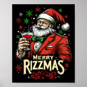 Grappige Merry Rizzmas Kerstman Poster