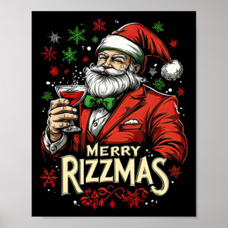 Grappige Merry Rizzmas Kerstman Poster