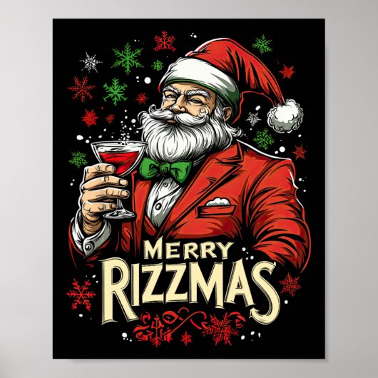 Grappige Merry Rizzmas Kerstman Poster (Voorkant)