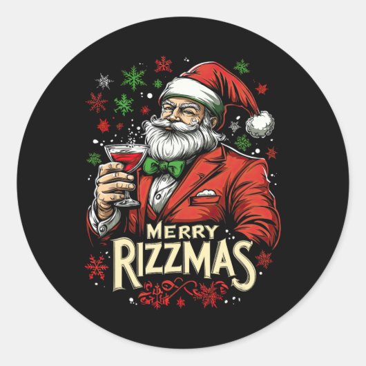 Grappige Merry Rizzmas Kerstman Ronde Sticker (Voorkant)