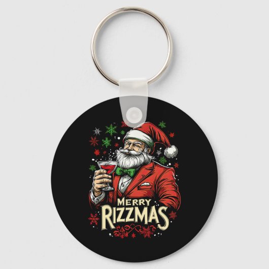 Grappige Merry Rizzmas Kerstman Sleutelhanger (Voorkant)