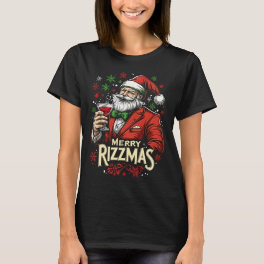 Grappige Merry Rizzmas Kerstman T-shirt (Voorkant)