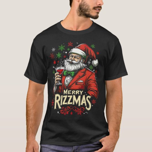 Grappige Merry Rizzmas Kerstman T-shirt (Voorkant)