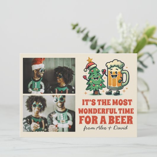 Grappige Merry Xmas Groovy Foto Kerstmis Kaart (Staand voorkant)