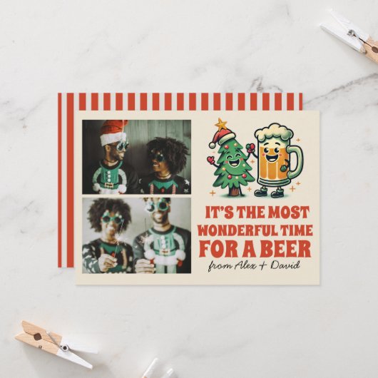 Grappige Merry Xmas Groovy Foto Kerstmis Kaart (Voorkant / Achterkant in situ)