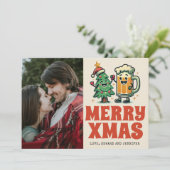 Grappige Merry Xmas Groovy Foto Kerstmis Kaart (Staand voorkant)