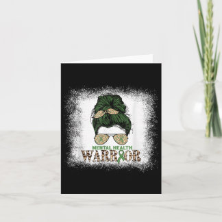 Grappige Messy Bun Warrior Leopard Mental Health A Kaart
