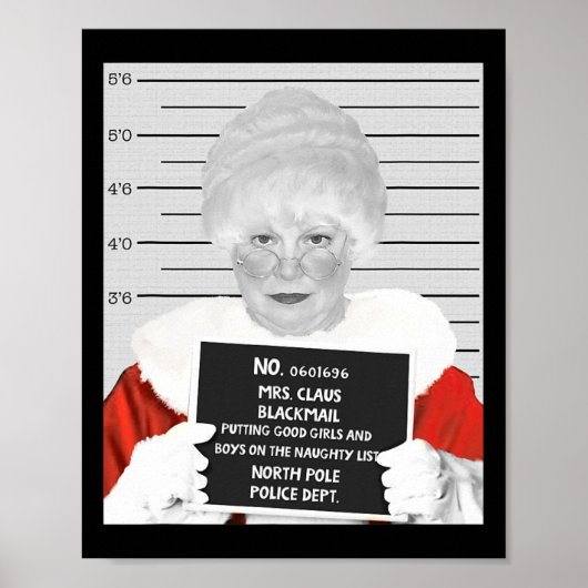 Grappige mevrouw Claus Mugshot gearresteerd op Chr Poster (Voorkant)