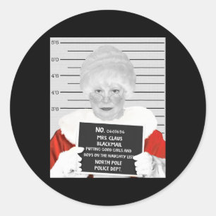 Grappige mevrouw Claus Mugshot gearresteerd op Chr Ronde Sticker