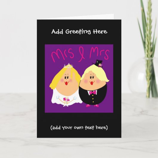 Grappige mevrouw en mevrouw lesbische trouwkaart - feestdagen kaart (Voorkant)