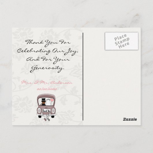 Grappige mevrouw & meneer dank u briefkaart (Achterkant)