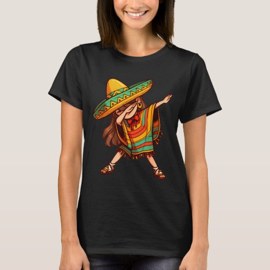 Grappige Mexicaanse dab-poncho cinco de mayo dab T-shirt (Voorkant)