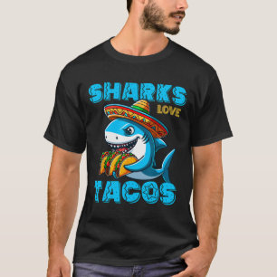 Grappige Mexicaanse haai eet taco's eten haai minn T-shirt