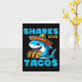 Grappige Mexicaanse Haai Eet Tacos Voedsel Haai Li Kaart (Gele Bloem)