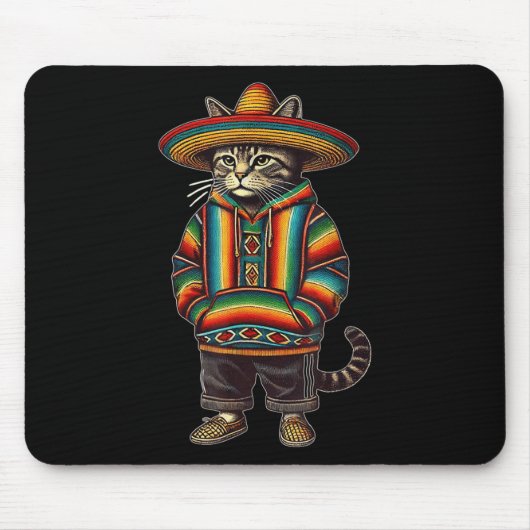 Grappige Mexicaanse kat Sombrero Baja Cinco De May Muismat (Voorkant)