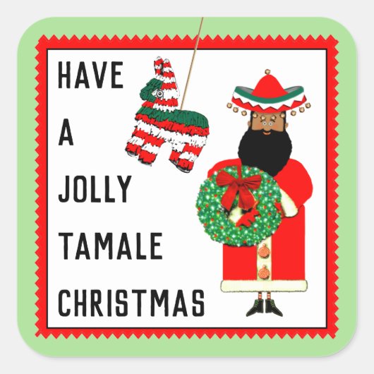 Grappige Mexicaanse Kerstman Kerstmis Vierkante Sticker (Voorkant)