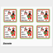 Grappige Mexicaanse Kerstman Kerstmis Vierkante Sticker (Vel)