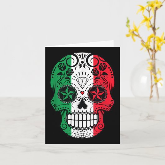 Grappige Mexicaanse schedelkop Cinco de Mayo Vlag Kaart (Gele Bloem)