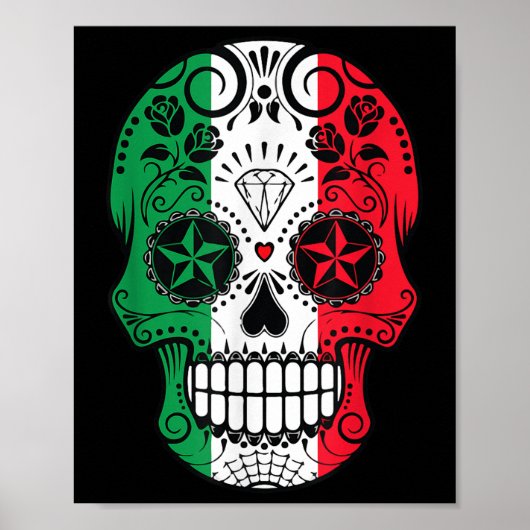 Grappige Mexicaanse schedelkop Cinco de Mayo Vlag Poster (Voorkant)