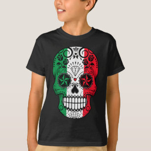 Grappige Mexicaanse schedelkop Cinco de Mayo Vlag T-shirt