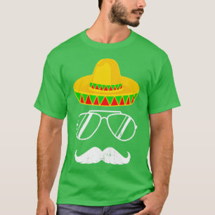 Grappige mexicaanse sombrero snor gezicht voor t-shirt
