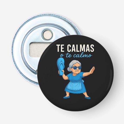 Grappige Mexicaanse Spaanse oma Button Flesopener (Voorkant)