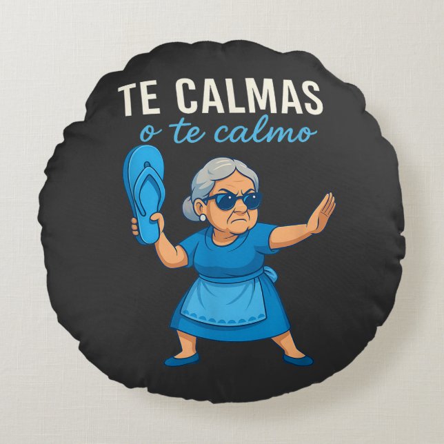 Grappige Mexicaanse Spaanse oma Rond Kussen (Voorkant)