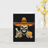 Grappige Mexicaanse suikerschedel met taco's en bi Kaart (Gele Bloem)