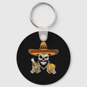 Grappige Mexicaanse suikerschedel met taco's en bi Sleutelhanger