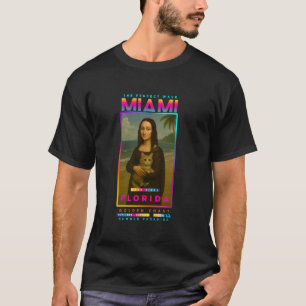 Grappige Miami Florida Franse Mona Lisa Cartoon Ku T-shirt