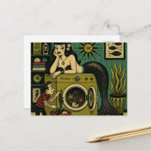 Grappige Mid Century Zee Sirene Wasdag