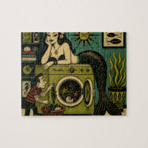 Grappige Mid Century Zee Sirene Wasdag