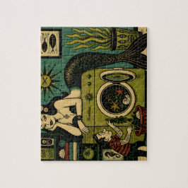 Grappige Mid Century Zee Sirene Wasdag Legpuzzel