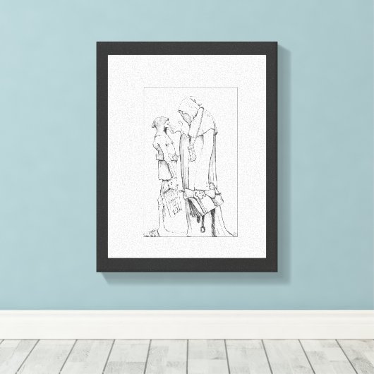 Grappige Mid kwaadaardige tekening canvas print (Insitu (Houten vloer))