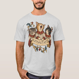 Grappige middeleeuwse kattenkoor in verlucht manus t-shirt