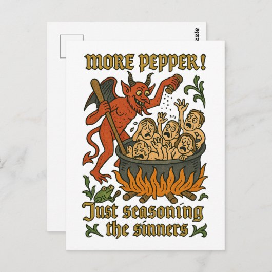 Grappige middeleeuwse Meme Devil Cartoon Halloween Briefkaart (Voorkant / Achterkant)