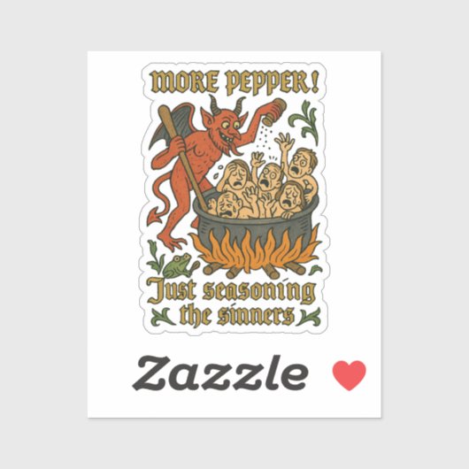 Grappige middeleeuwse Meme Devil Cartoon Halloween Sticker (Vel)