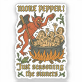 Grappige middeleeuwse Meme Devil Cartoon Halloween Sticker (Voorkant)