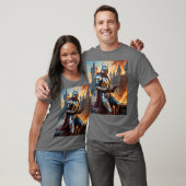 Grappige middeleeuwse ridder op telefoon T-shirt (Unisex)