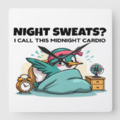 Grappige Midnight Cardio Square Muur Klok (Voorkant)