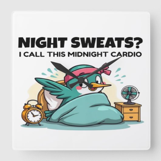 Grappige Midnight Cardio Square Muur Klok (Voorkant)