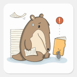 Grappige Miereneter Papierwerk Overbelasting Illus Vierkante Sticker