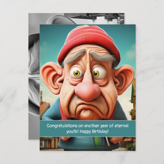 Grappige Mijlpaal eeuwige jeugd Verjaardag Briefkaart (Voorkant / Achterkant)