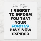 Grappige mijlpaal verjaardagscadeau, 50e wijn etiket (Enkel label)