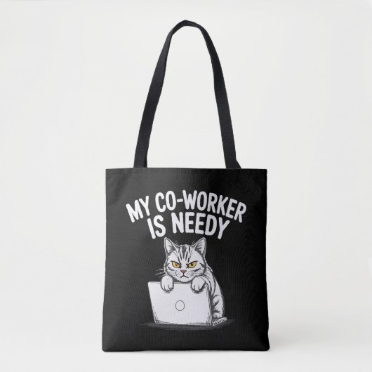 Grappige "Mijn collega is veeleisend" Grumpy Cat W Tote Bag (Voorkant)