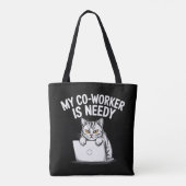 Grappige "Mijn collega is veeleisend" Grumpy Cat W Tote Bag (Achterkant)